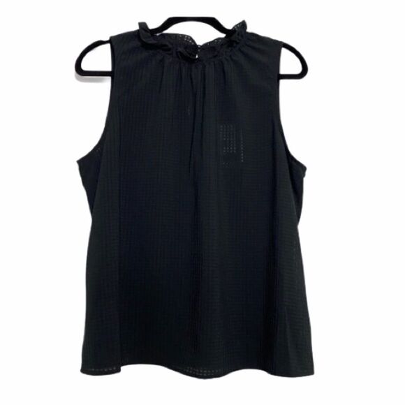 Who What Wear Black High Neck Ruffle Blouse - Picture 1 of 8